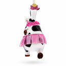 Dancing Cow in Pink Glass Christmas Ornament