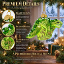 Green Dinosaur with Beads Glass Christmas Ornament