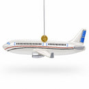 Passenger Jet Airplane Glass Christmas Ornament
