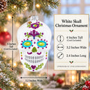 White Skull Glass Christmas Ornament