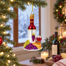 Red Wine with Snacks Glass Christmas Ornament