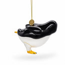 Penguin Skating Glass Christmas Ornament