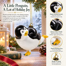 Penguin Skating Glass Christmas Ornament