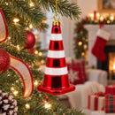 Traffic Cone Glass Christmas Ornament