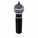 Black Microphone Glass Christmas Ornament