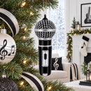 Black Microphone Glass Christmas Ornament