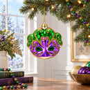 Purple Mask Glass Christmas Ornament