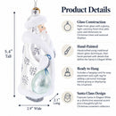 Santa in Elegant White Glass Christmas Ornament