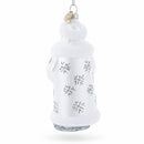 Santa in Elegant White Glass Christmas Ornament