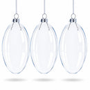 Set of 3 Oval Flat Discs Clear Glass Christmas Ornament, 5 Inches