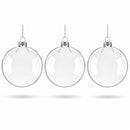 Set of 3 Clear Glass Flat Disc Medallion Christmas Ornaments