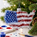 USA Map Clear Glass Christmas Ornament