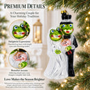 Frog Bride and Groom Glass Christmas Ornament