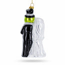 Frog Bride and Groom Glass Christmas Ornament
