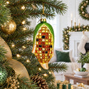 Golden Corn on the Cob Glass Christmas Ornament