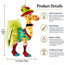 Giraffe in Costume Glass Christmas Ornament