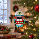 Glittered Robot Glass Christmas Ornament