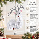 White Deer Glass Christmas Ornament
