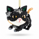 Cat in Mask Glass Christmas Ornament