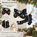 Cat in Mask Glass Christmas Ornament