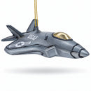 US Army Fighter Jet Glass Christmas Ornament