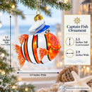 Captain Fish Glass Christmas Ornament