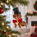 Basset Hound Glass Christmas Ornament