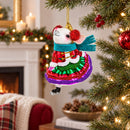 Mouse on Ice Skates Glass Christmas Ornament