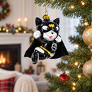 Superhero Kitty Glass Christmas Ornament
