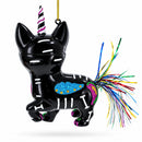 Spooky Halloween Cat Skeleton Glass Christmas Ornament