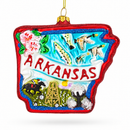 State of Arkansas Symbols, USA Glass Christmas Ornament