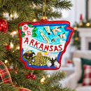 State of Arkansas Symbols, USA Glass Christmas Ornament