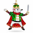 Regal Mouse King Wielding a Sword Glass Christmas Ornament