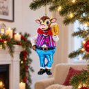 Bull Hoisting a Beer Glass Christmas Ornament