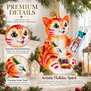 Cat Drawing a Self-Portrait Glass Christmas Ornament