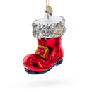 Santa Boot Glass Christmas Ornament