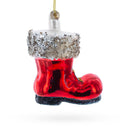 Santa Boot Glass Christmas Ornament