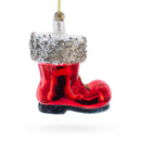 Santa Boot Glass Christmas Ornament