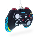 Sleek Black Video Game Controller Glass Christmas Ornament