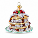 Pancakes with Maple Syrup Glass Christmas Ornament