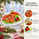 Red Lobster Plate Glass Christmas Ornament