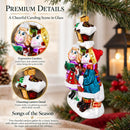 Carolers by a Vintage Lantern Glass Christmas Ornament