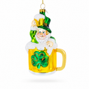 Leprechaun Lounging in a Beer Mug Glass Christmas Ornament