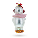 Snowwoman with Wreath Glass Christmas Ornament