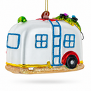 Snorkeling Santa in Camper Glass Christmas Ornament