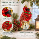 Red Cardinal on a Tree Branch Glass Christmas Ornament