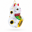 Japanese Lucky Maneki Cat Glass Christmas Ornament