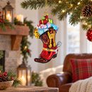 Western Cowboy Boot with Gifts Glass Christmas Ornament