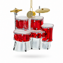 Rocking' Red Drum Kit Glass Christmas Ornament