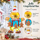 Jolly Gingerbread Man Glass Christmas Ornament
